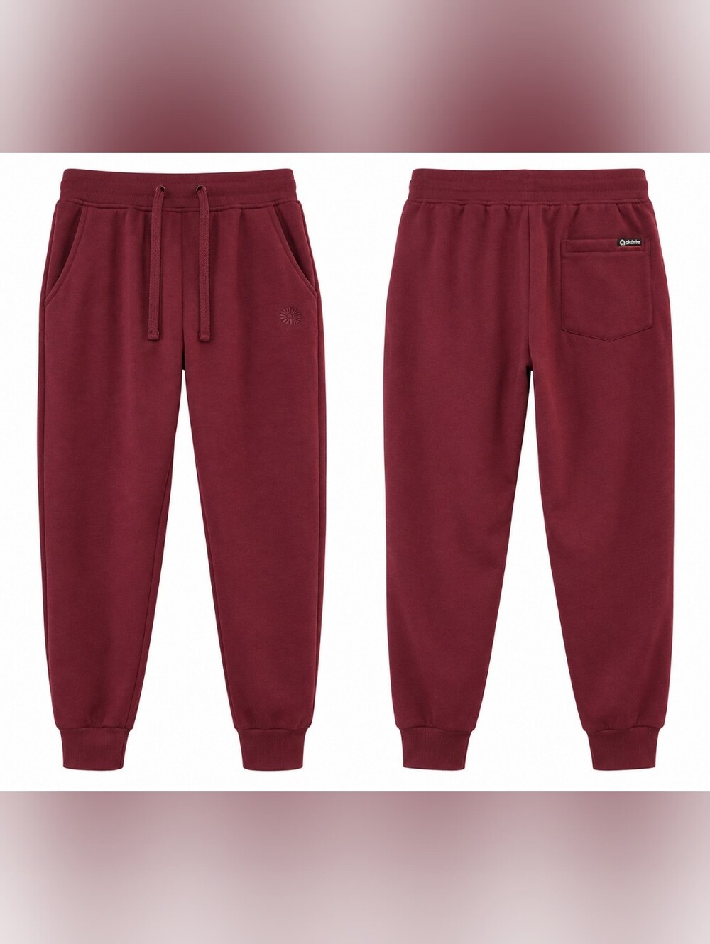 Jogger Sweatpants Burgundy Tapered Fleece Athleisure Streetwear Minimalist XL
